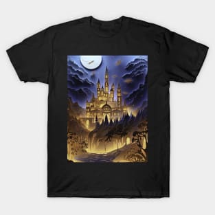 magic castle with moon and river T-Shirt